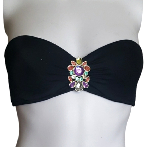 Victoria's Secret Other - Victoria's Secret Swim | Black Jeweled Accented Bandeau Top Only, Sz 32 D.